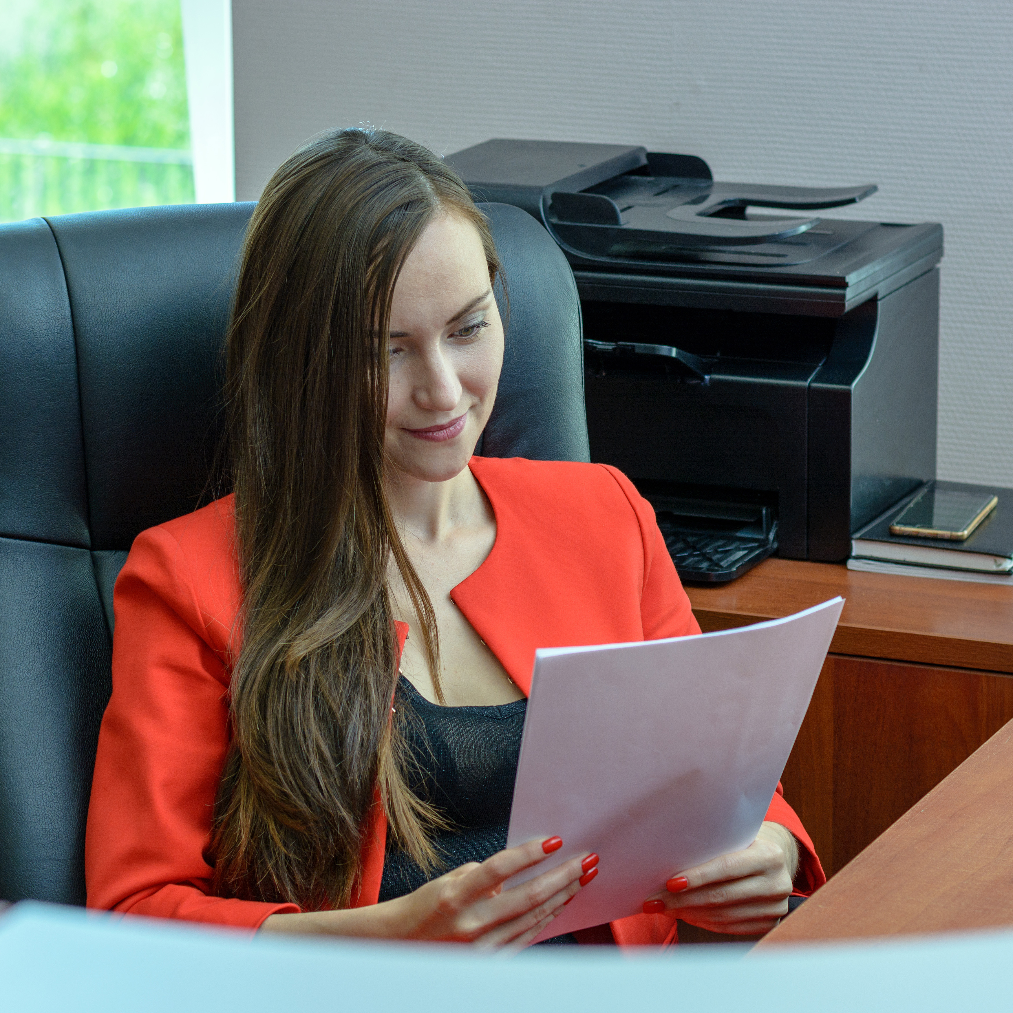 Woman reading a report