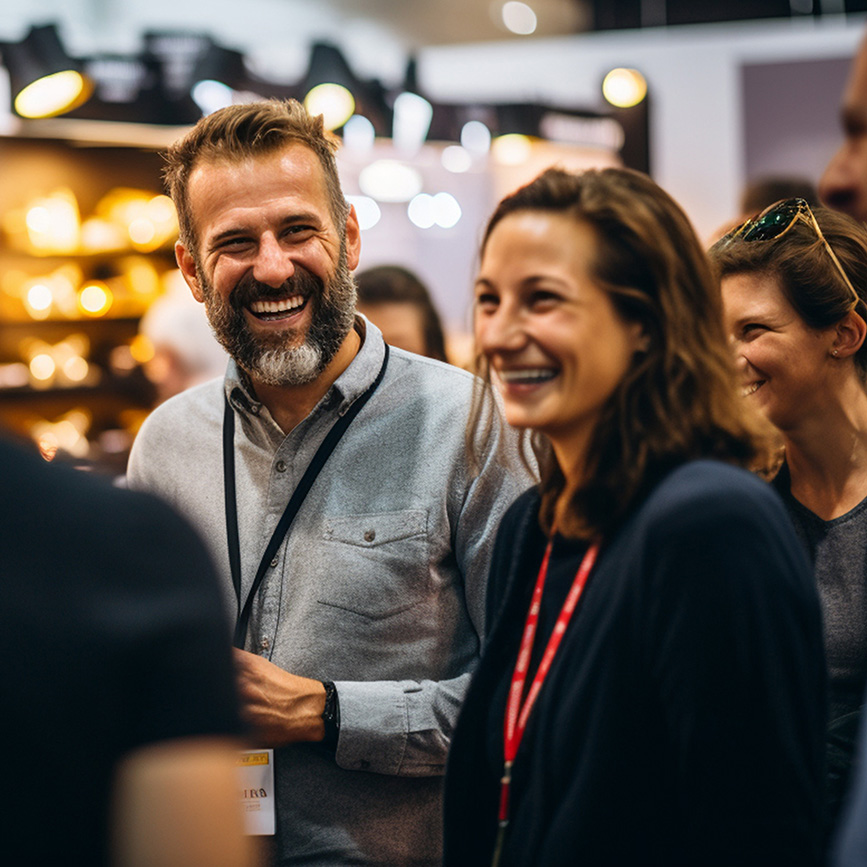 People networking at a conference