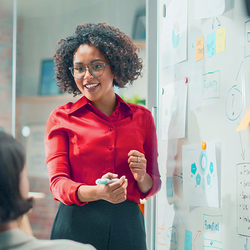 Woman at a whiteboard