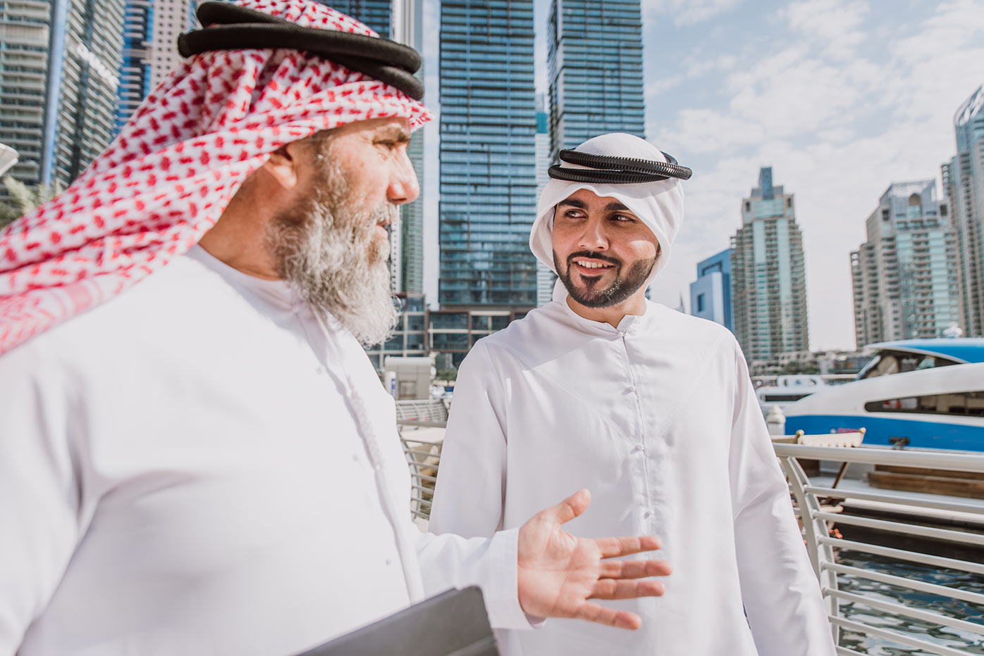 Two Arab men talking