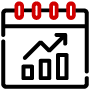 Icon of a growth bar chart inside of a calendar