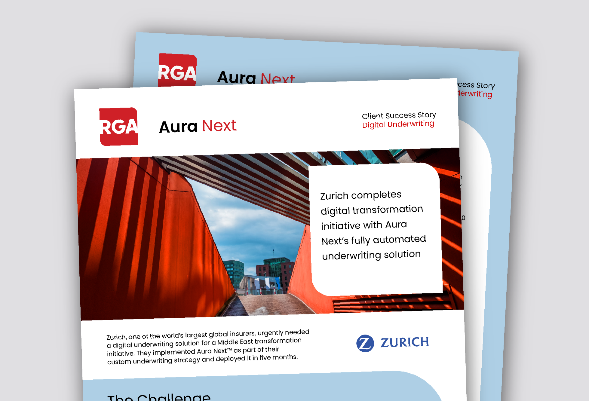 A city is seen in the distance through a dramatic tunnel, emphasizing AURA Next's ability to transform perspectives on underwriting