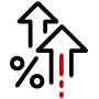 Icon of 2 arrows pointing up with a % sign