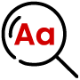 Icon of a magnified glass with letters in it