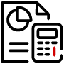 Icon of a financial report with a calculator