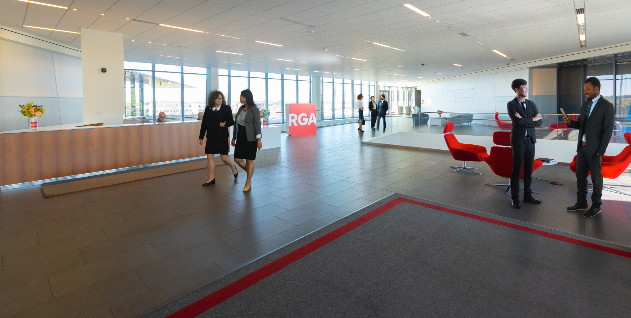 A view of the lobby of the RGA headquarters